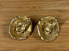 VTG Monet Pink Gold Clip Earrings + Unsigned Gold Black Glass Drop Clip Earrings