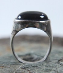 Vintage CELLINI Black Onyx Signet Ring Size 6 Sterling Silver Oval Cabochon