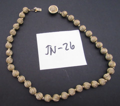 Vintage Francois 16″ Ball Beaded Light Gold Tone Choker Necklace (JN-26)