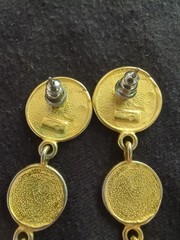 XEJA Pierced Earrings Gold-T Rings with Enamel Centers