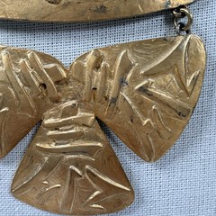 Vintage Castlecliff Necklace Bib Style Brutalist Gold Tone Statement Pendant 16″