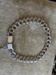 Vintage Marathon Co. Sterling Silver Double Curb Link Chain Charm Bracelet