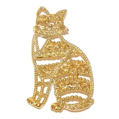 AJC Gold Tone Metal Kitty Cat Brooch