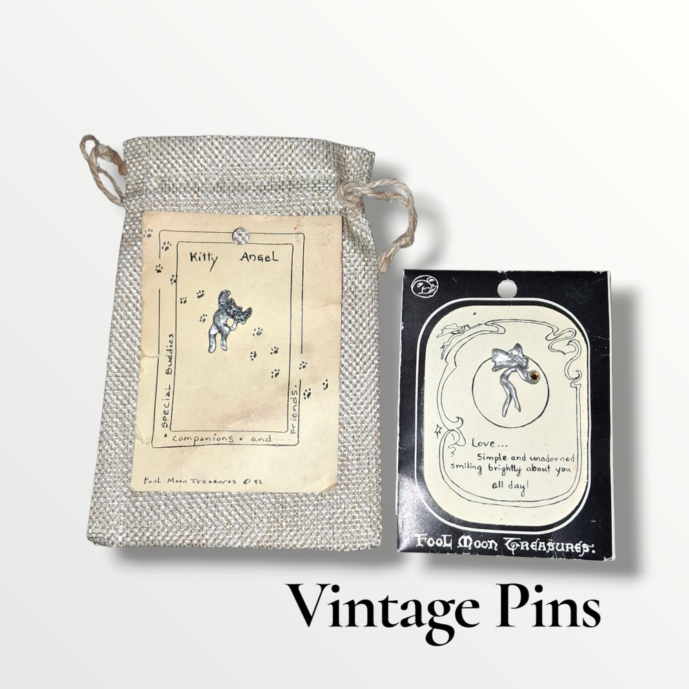 VINTAGE pin new silvertone pewter look angel fairy 1990s signed