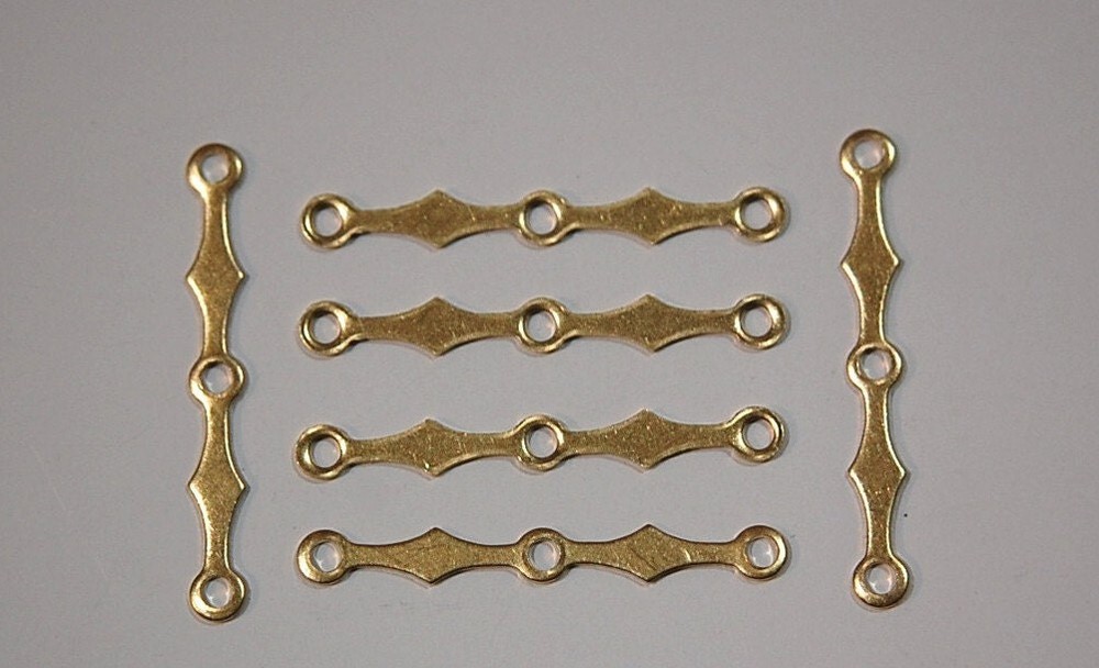 3 Hole Raw Brass Scalloped Connector Link (6) mtl131