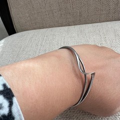 Vintage Sterling 925 Silver MODERNIST Twist Cuff Bracelet 6.5 adjustable 11.23g