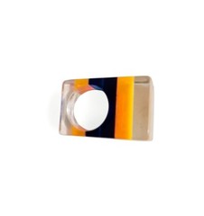 Vintage Lucite Ring Acrylic Striped 70s Resin Jewellery Retro MCM Mod
