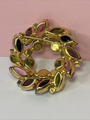 Vintage Wreath Brooch Fruit Salad Design D&E Juliana Multicolor Rhinestones