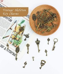 JIALEEY Vintage Skeleton Key Charms, 23 0.6 – 2.7 inches (15 – 70 mm), Bronze