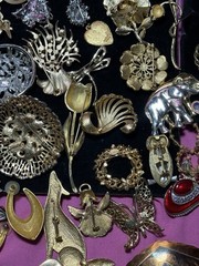 Costume Jewelry Brooch Lot Bakelite, Eisenberg, Jay Strongwater, Swarovski, JJ