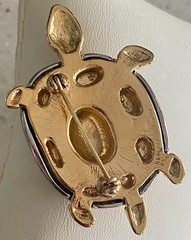 Vintage Turtle Brooch Two Tone Silver & Gold Modern Design 2″