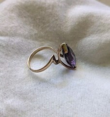 Vtg 14K Gold Pear Shaped Color Change Sapphire 14.5ct Sz 8 Cocktail Ring