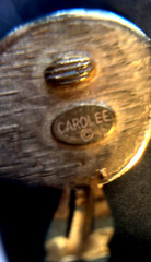 VTG 80s Statement Carol Lee Romanesque Coin clip on earrings Brushed Gold