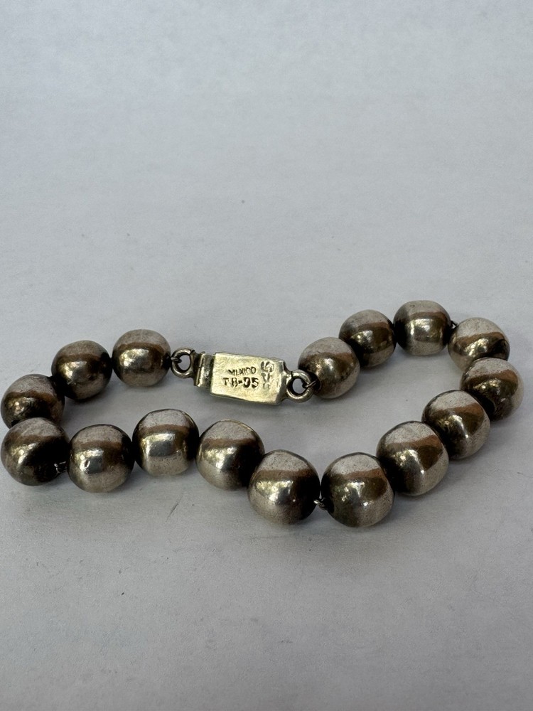 Vintage Taxco Mexico 925 Ball Bead Bracelet Sterling Silver 28 Grams