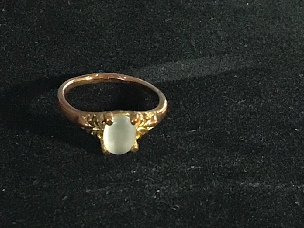 Vintage Victorian Style Ring Copper Brass Moonstone Size 8