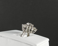 Vintage Ring Solid 14K White Gold Diamonds Engagement Starburst Jewelry Size 5
