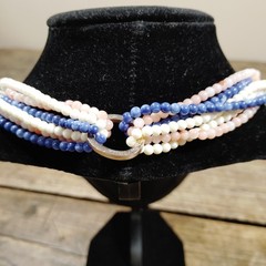 Vintage Twist A Bead Interchangeable Necklace w/ Clasp Pink White Blue