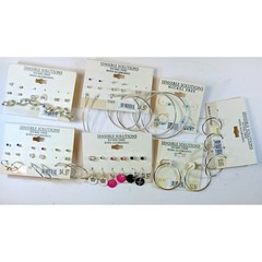 Sensible Solutions Vintage Y2K Deadstock Earring Lot Silver Hoops Studs 7 Cards