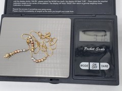 Vintage 14k Yellow Gold & Tri-Gold Faceted Bead Station Y Drop Necklace 16.5″