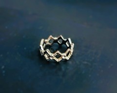 18K Yellow Gold Diamond Accented Mesh Lattice Design Ring