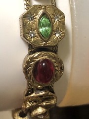 Vintage GOLD TONE SLIDE BRACELET MULTIPLE STONES 7 1/2”