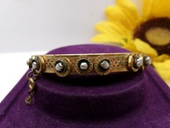 Signed Miriam Haskell Baroque Wired Pearls Hinged Bracelet~Safety Chain~6.5″