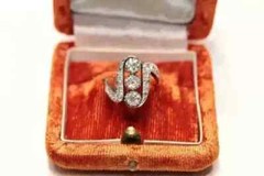Art deco Vintage Style Three-Stone Lab Created Diamond Ring 14k Yellow Gold FN