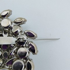 Vintage Smoky Gray Rhinestone Flower Burst Brooch Hollywood Regency Glamour