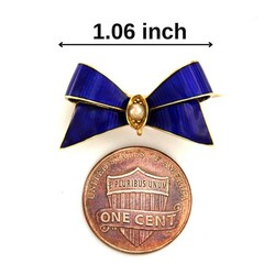 Antique 15k Yellow GOLD Guilloche Enamel and Pearl Victorian Ribbon Bow Brooch
