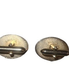 Vintage Swank Gold Tone Oval Disc With Leaf Classic Men’s Cufflinks