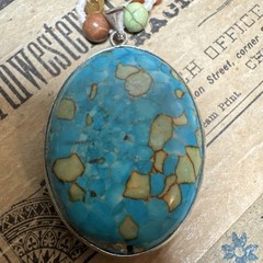 Bohemian Natural Stone Gem Pendant Necklace Turquoise Pendant ￼