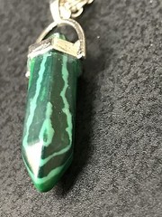 Green Malachite Hexagon Point Charm Tibetan Silver 18″ Necklace