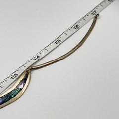 Vintage Mexican Alpaca Abalone Inlay Necklace 17″ Panel Link Drop Pendant