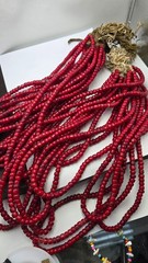 Very unique shape 7-8mm venetian white heart trade beads long strand