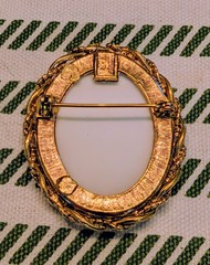 Fantastic Rare Gold And White Enamel Santa Claus with Kids And Presents Brooch