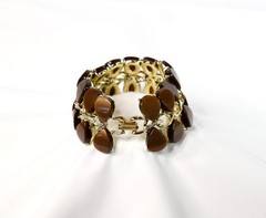 Vintage CORO Caramel Brown Thermo Lucite Bracelet and Earring Set