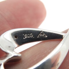 925 Sterling Silver Vintage Real Diamond Open Heart Modernist Slide Pendant