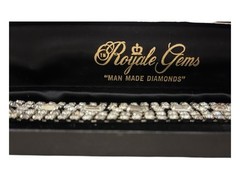 Royale Gems Bracelet “Man Made Diamonds” Wide Rhinestone Statement Jewelry 7”
