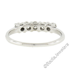 Vintage 14K White Gold 0.60ctw 5 Diamond Prong Set Stackable Wedding Band Ring