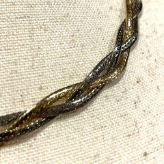 Vintage Medici Signed Two Tone Gold & Silver Braided 16″ Chain Necklace