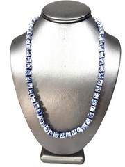 Chinese Export Blue White Porcelain Bead Necklace Gold Clasp Hand Painted Vintag