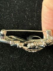 2.5 In Silver Toned Brooch With Blue And Clear Rhinestones (103)