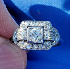 NATURAL EARTH MINED DIAMOND Original Antique Engagement Ring Deco Solitaire 14K