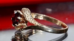 14k yellow gold ring 1.00ct Bohemian garnet sz 6 solitaire vintage 2.40g N3159