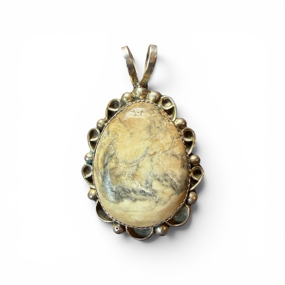 Vintage Sterling Silver Jasper Pendant Southwestern Jewelry
