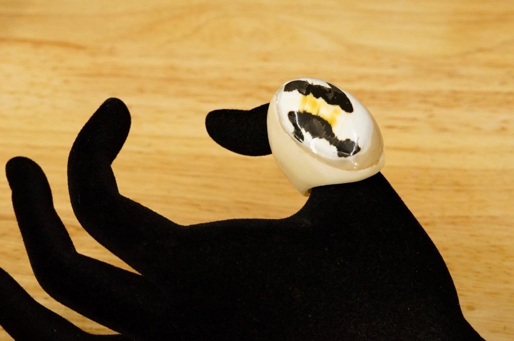 Vintage MCM Mid Century Modern Estate Jewelry Buffalo Bone Horn Ring Size 8