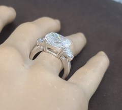 14k White Gold Engagement Ring 6.18ct Lab Grown Simulate Diamond Cushion Shape
