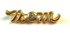 Vintage Gold Tone Clear Rhinestone MOM Brooch Pin Estate Mother’s Day Gift