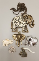 Vintage Style Elephant Charm Lot Pendant Necklace Boho Antique Bronze Silver 6pc