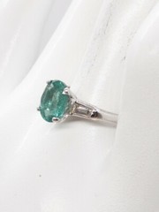 Vintage 1950s $5000 2.30ct Colombian Emerald Diamond Platinum Wedding Ring